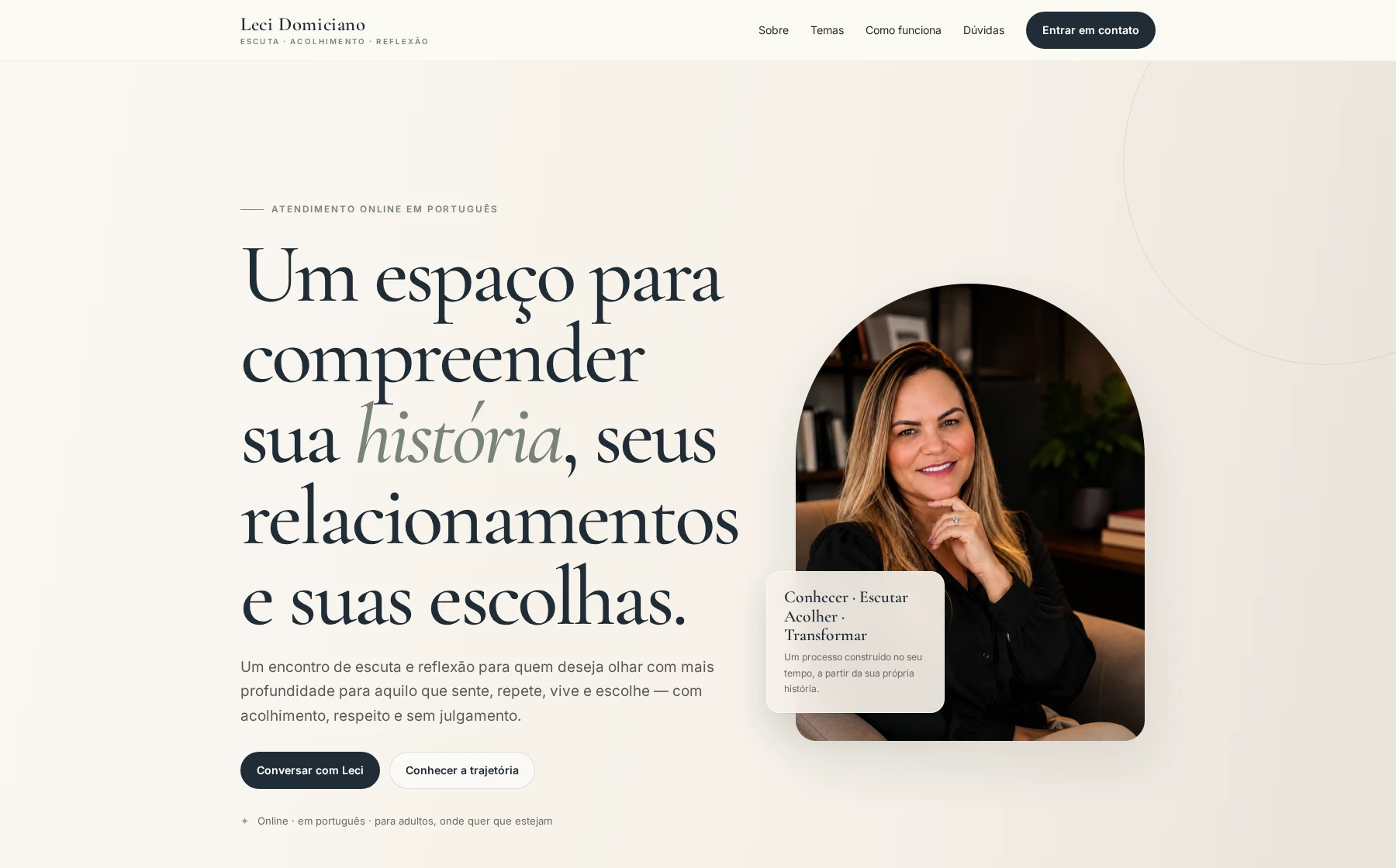 Website de Leci Domiciano.